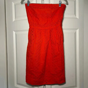 comptoir des cotonniers mini strapless eyelet dress